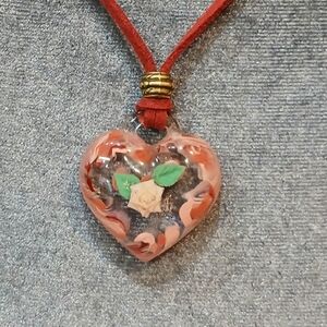 Pinkish Heart Resin Pendant Necklace - Women Jewelry